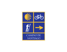 Pegatina 4 Símbolos Camino de Santiago 6x7,5