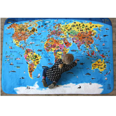 Alfombra del mundo ilustrada para niños 180X130 CM Inglés