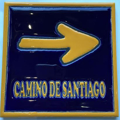 Azulejo Cerámica Flecha con filo Camino de Santiago 15x15 cm.
