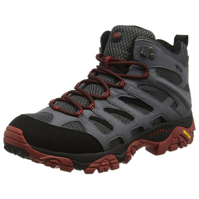 Bota Merrell Moab Mid GTX Gris/Negro/Rojo