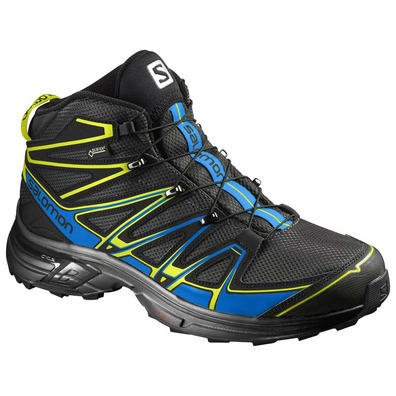 Bota Salomon X-Chase Mid GTX Negro/Azul/Amarillo