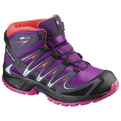 Bota Salomon XA PRO 3D MID CSWP J Morado/Negro/Salmón