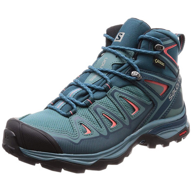 Botas Salomon X Ultra 3 Mid GTX W Verde Agua/Coral