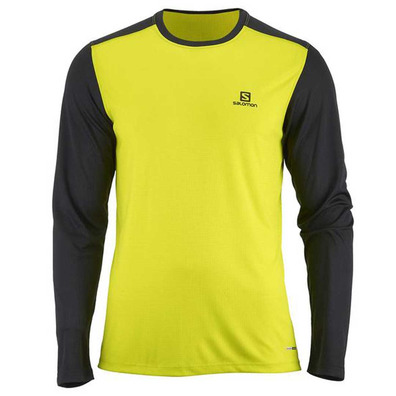 Camiseta Salomon Stroll LS Tee Lima/Negro