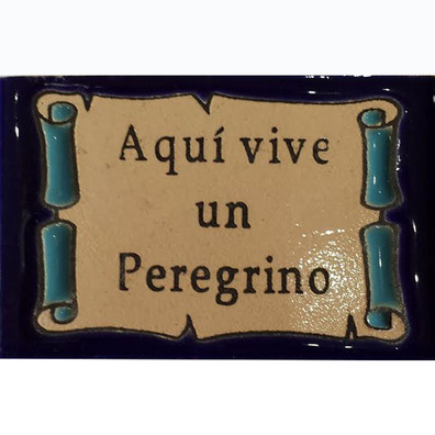 Imán Cerámica Aquí vive un Peregrino 5 x 7,5 cm