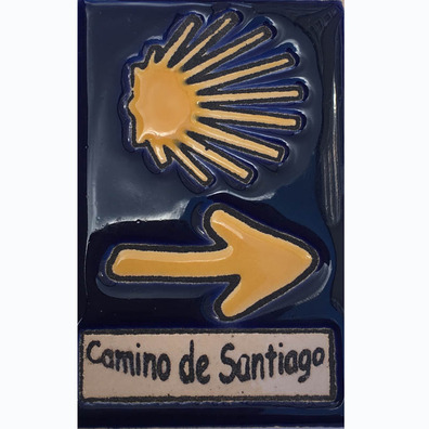 Imán Cerámica Concha y Flecha Camino de Santiago 5x7,5 cm