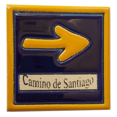 Imán cerámica flecha Camino de Santiago 7 x7 cm