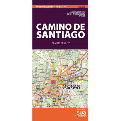 Mapa Camino de Santiago- Mapa de la ruta a pie y en bici