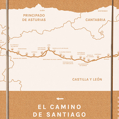 Mapa De Corcho Woody Map Camino De Santiago 60 x 30