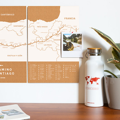 Mapa De Corcho Woody Map Camino De Santiago 60 x 30