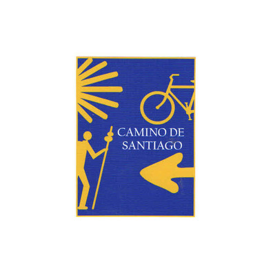 Pegatina 4 Símbolos Amarillos Camino de Santiago 6x8