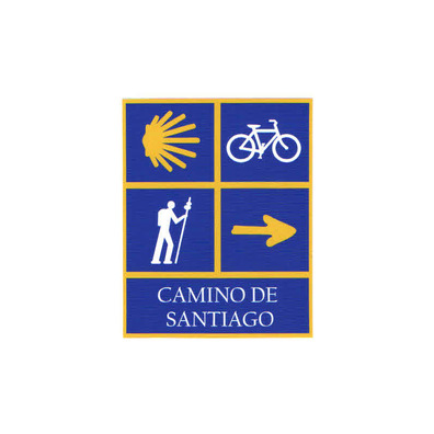 Pegatina 4 Símbolos Camino de Santiago 6x7,5