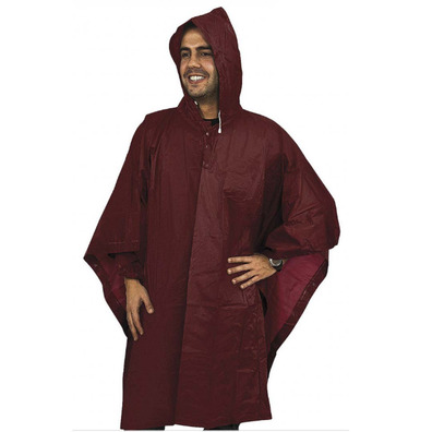 Poncho Merkel de poliester con capucha Rojo granate