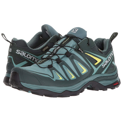 Zapatillas Salomon X Ultra 3 Wide GTX W Verde/Negro/Amarillo