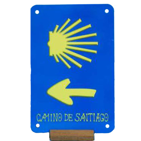 Chapa Camino de Santiago con pie de madera