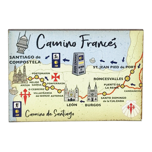 Imán madera pintada Camino Francés
