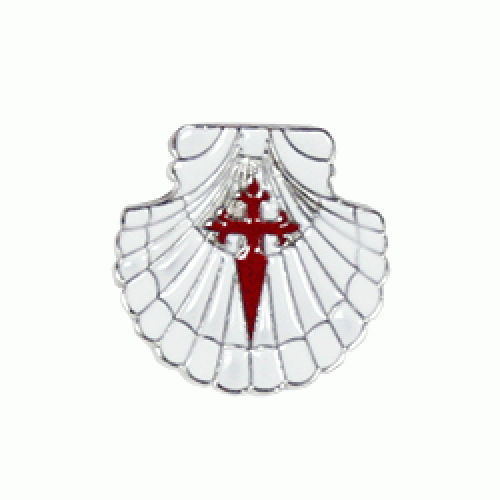 Pin Concha con Cruz de Santiago Blanco