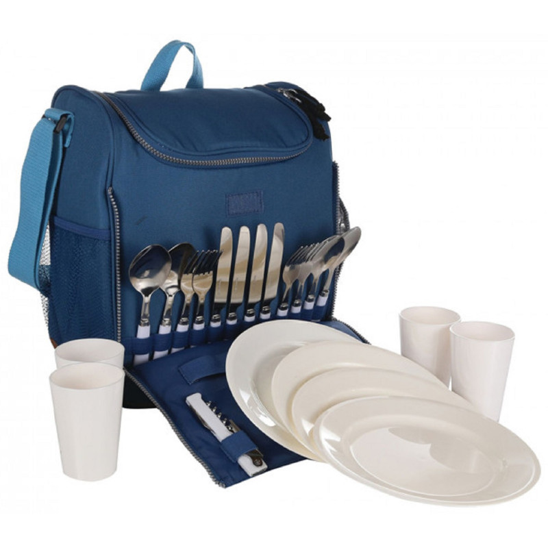 Bolsa Picnic Isotérmica Con Vajilla Regatta Stamford Azul