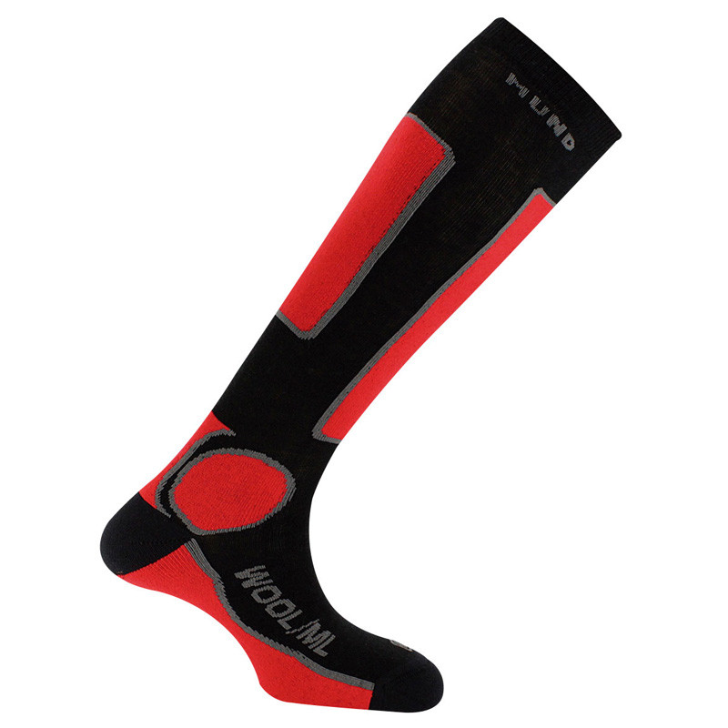 Calcetín Media Mund Skiing Wool Negro-Rojo