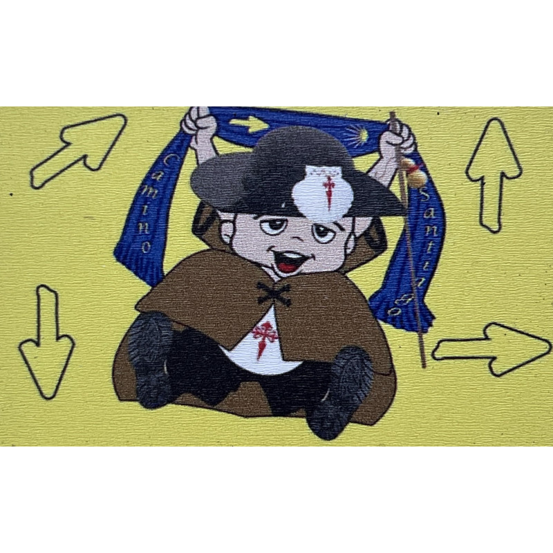 Imán Madera Pintada Peregrino Bufanda