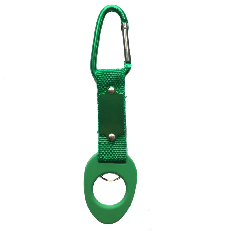 Llavero porta botella con mosquetón Verde