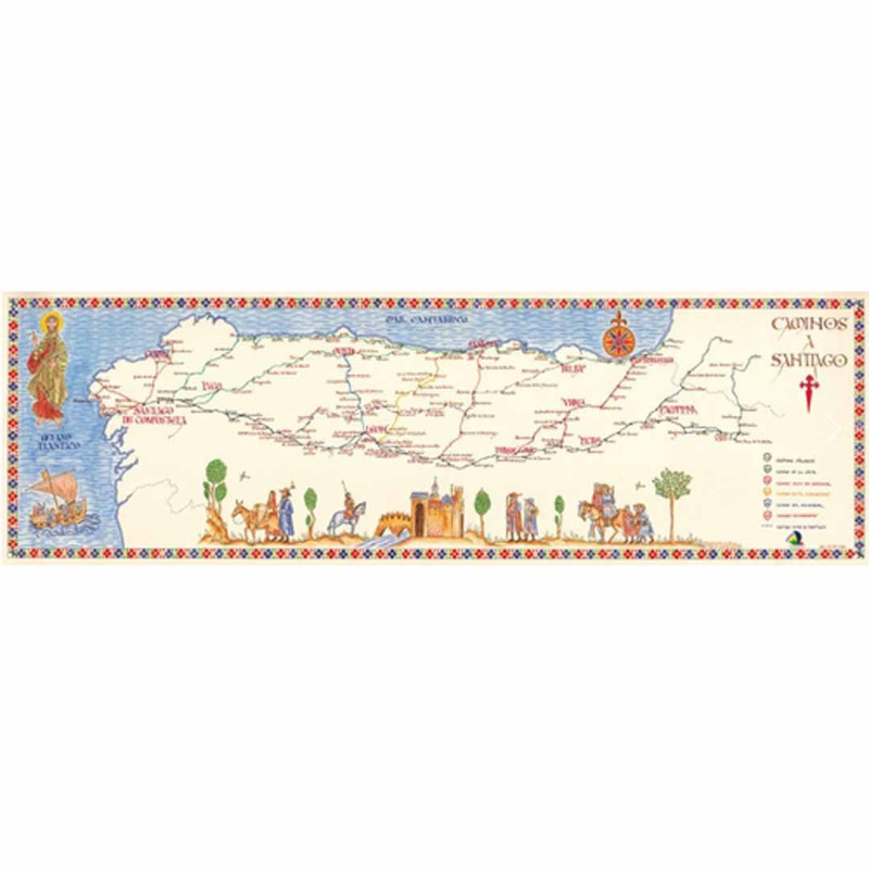 Mapa Mural Medieval Caminos a Santiago