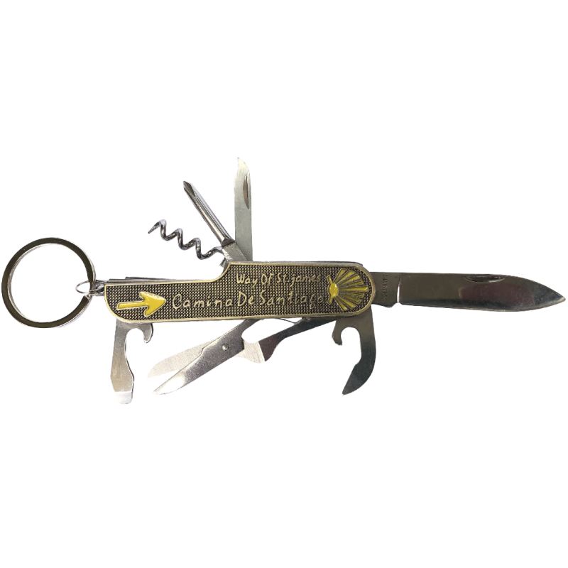 Navaja Multiusos Camino de Santiago Acero-Bronce Grande