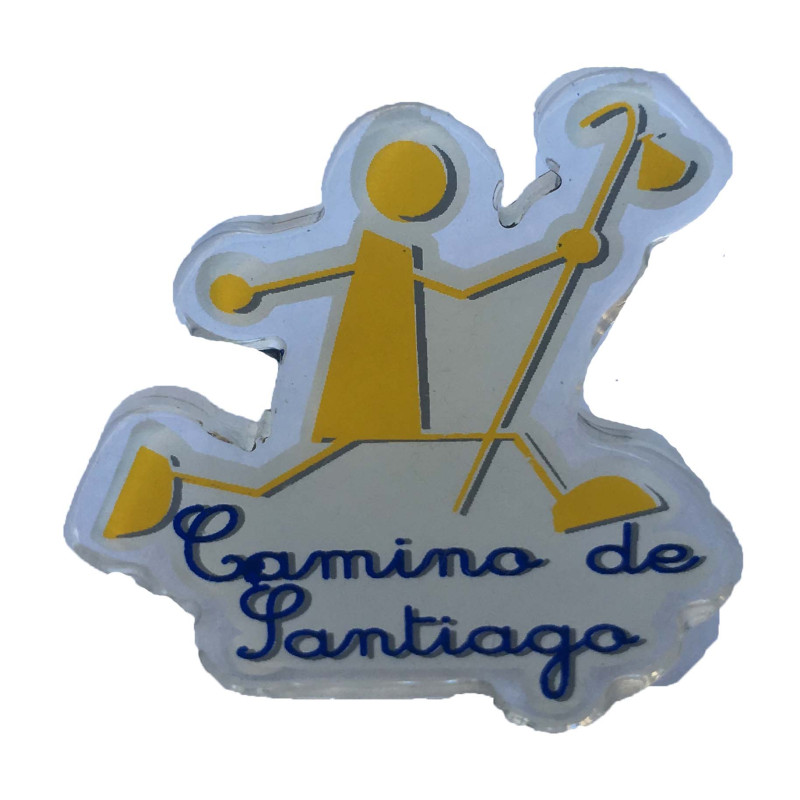 Pin Metacrilato Peregrino Corriendo Camino de Santiago