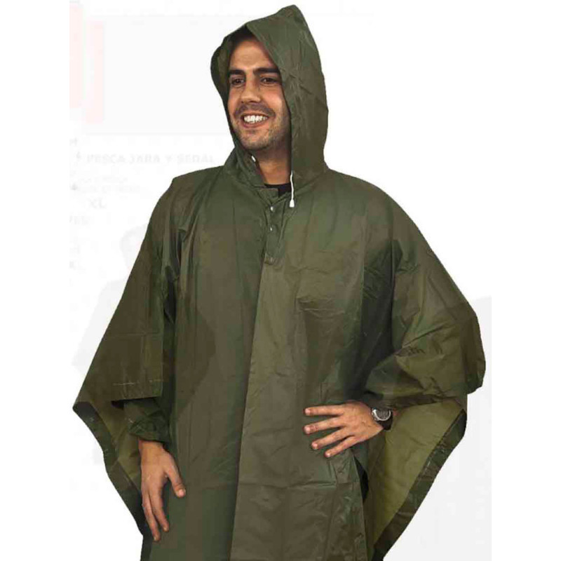 Poncho Merkel de poliester con capucha Verde