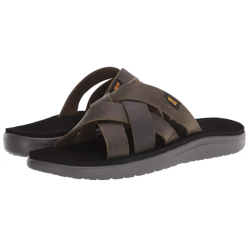 Sandalia Teva Voya Slide Leather Oliva Oscuro