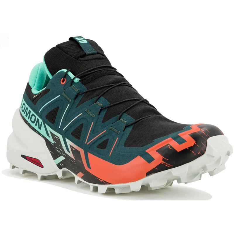 Zapatilla Salomon Speedcross 6 GTX W Negro/Verde/Rojo