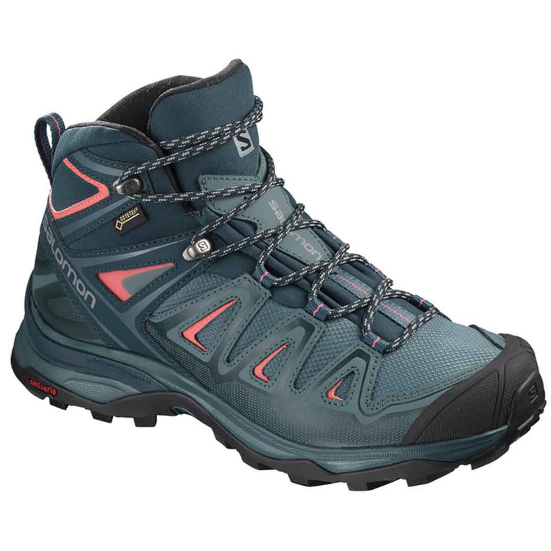 Bota Salomon X Ultra 3 Mid GTX W Verde Agua/Coral