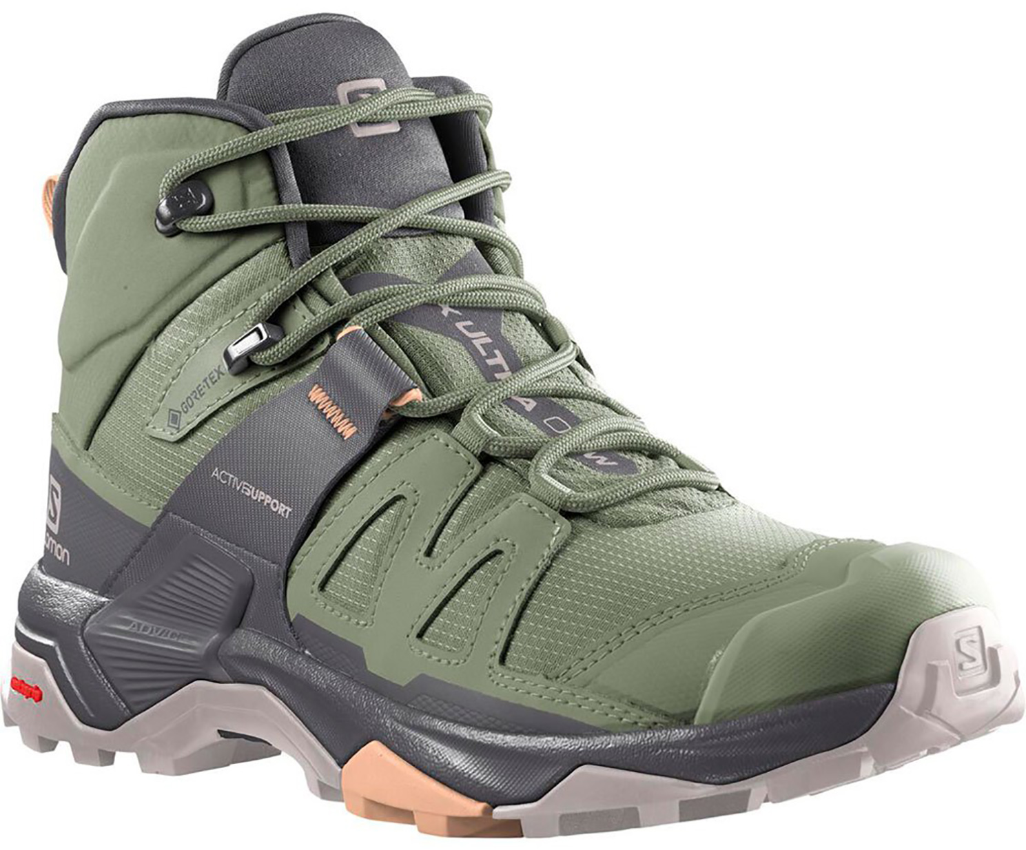 Chelín Escarpado Acostado Bota Salomon X Ultra 4 GTX MID W Verde - Peregrinoteca