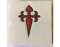 Imán cerámica Cruz de Santiago fondo blanco MyL 5X5 cm