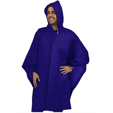 Poncho Merkel de poliester con capucha Azul