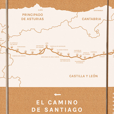 Mapa De Corcho Woody Map Camino De Santiago 60 x 30
